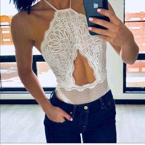 Victoria secrets white lace bodysuit